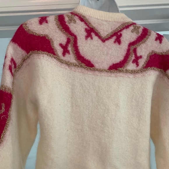 New Sezane Saint Fiacre sweater full button fair isle regency mohair wool - Picture 11 of 11